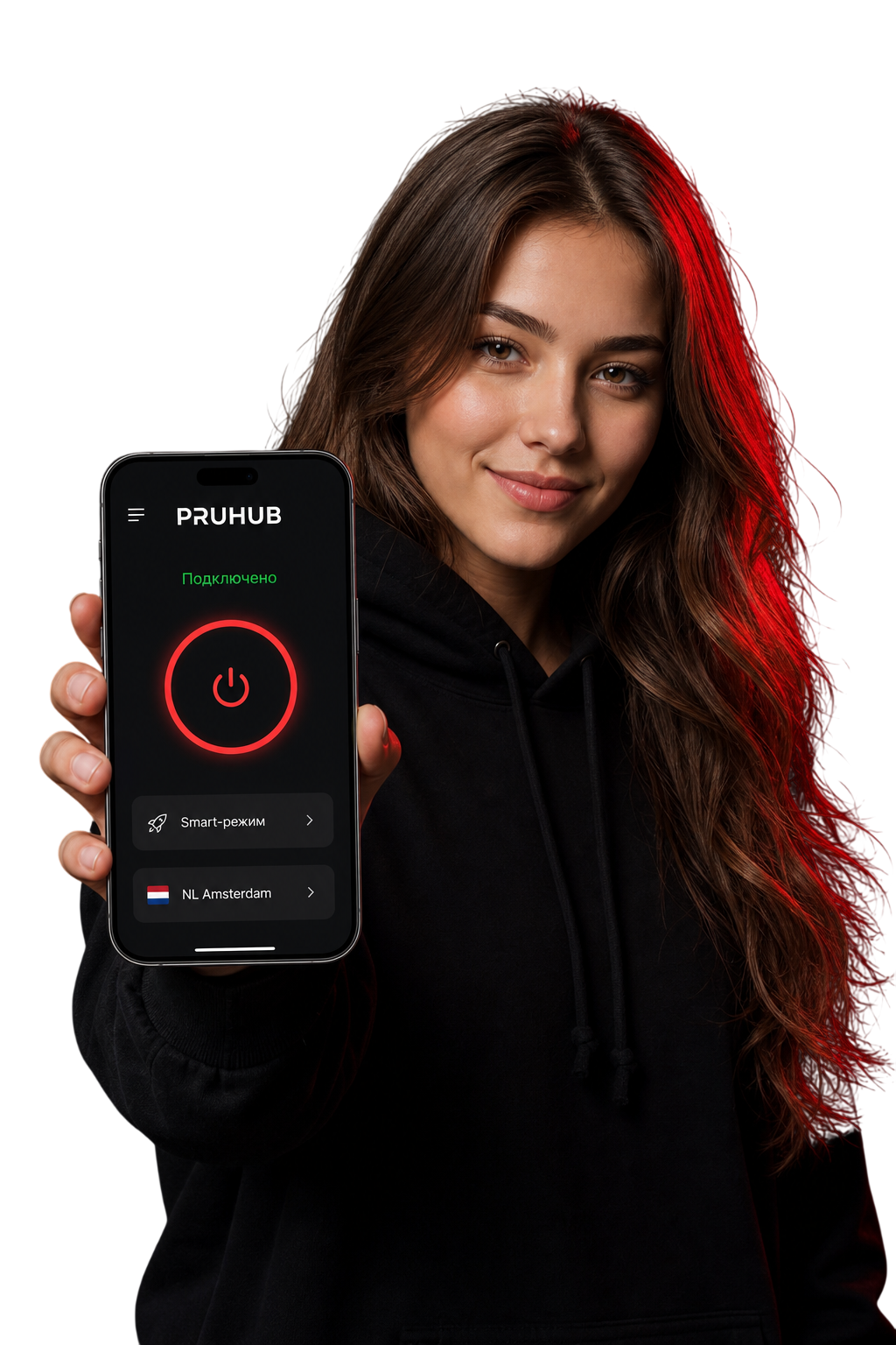 Пользователь PRUHUB с приложением на телефоне